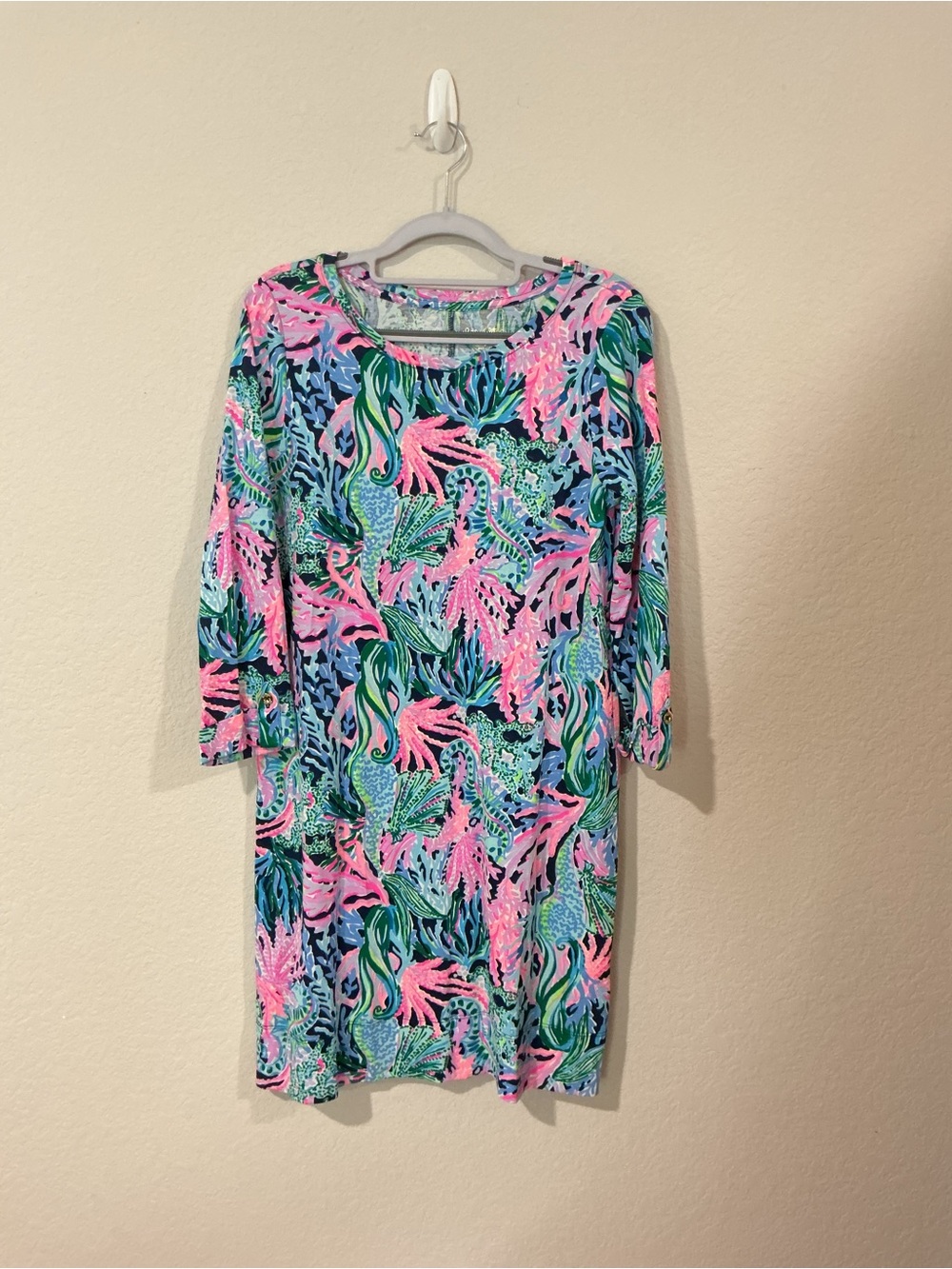 Lilly Pulitzer Pink & Green Tropical Swim Coverup Dress